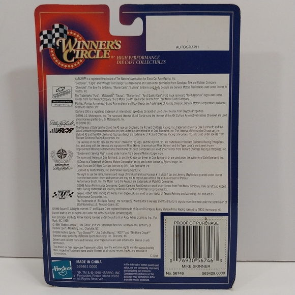 NASCAR Mike Skinner Winner's Circle 1999 Lowe's Chevrolet Monte Carlo #31 #N034 - Picture 3 of 3